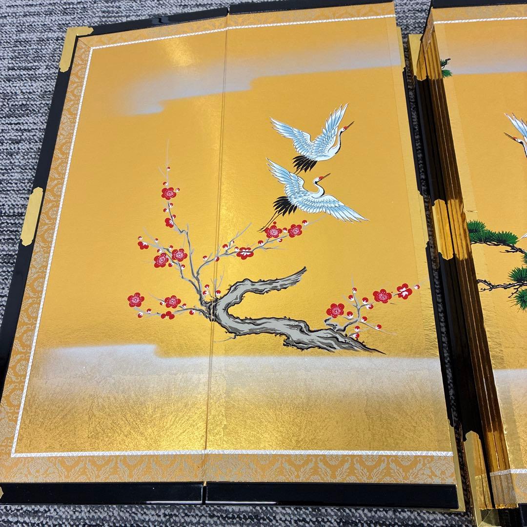 reⅠuお雛様金屏風 鶴、梅、松　超特特大