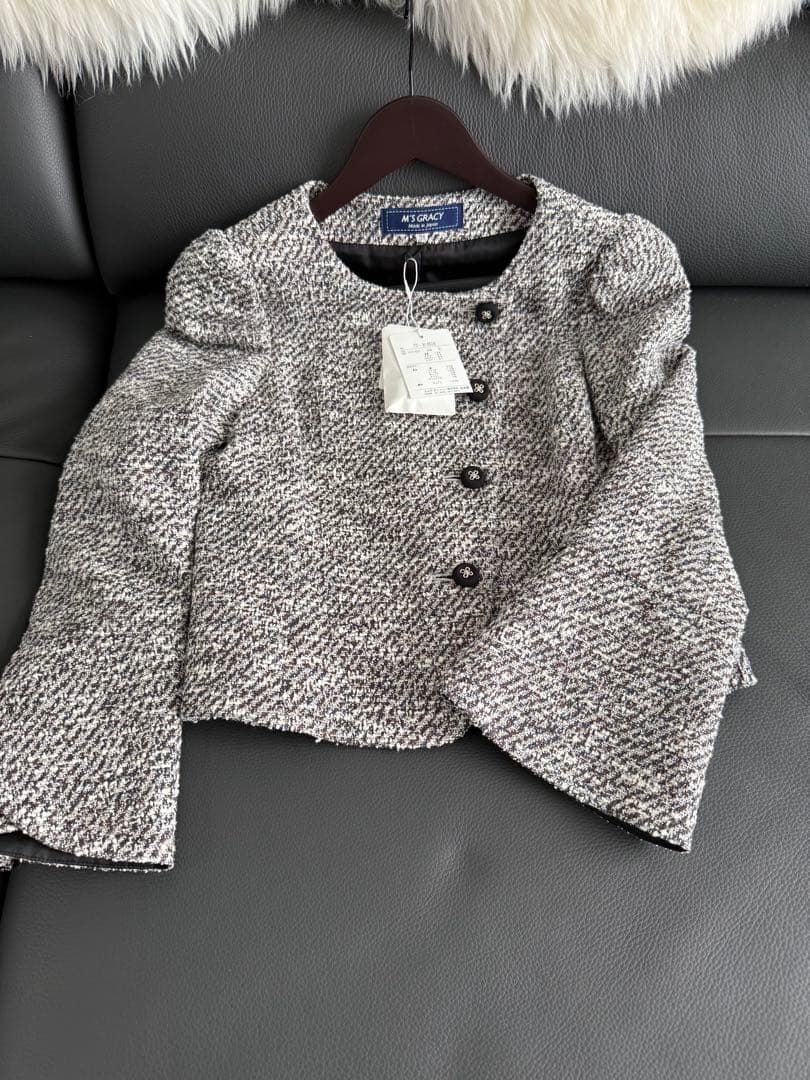 エムズグレイシー　M　テーラードジャケット 黒と白のツイード