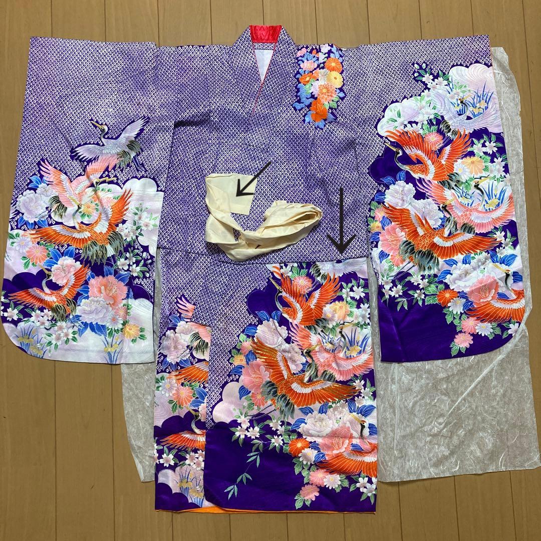 美品　15点セット　七五三　フルセット　3歳　5歳　7歳　アンティーク　紫　着物