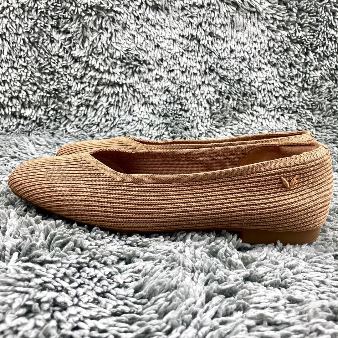 極美品 VIVAIA フラットシューズ スクエアトゥ ニットパンプス23.5