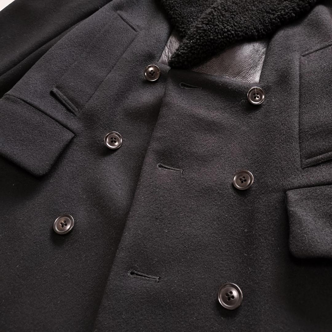 ポールスミス 12AW 深海 ムートン切替ダブルブレストチェスターコート M