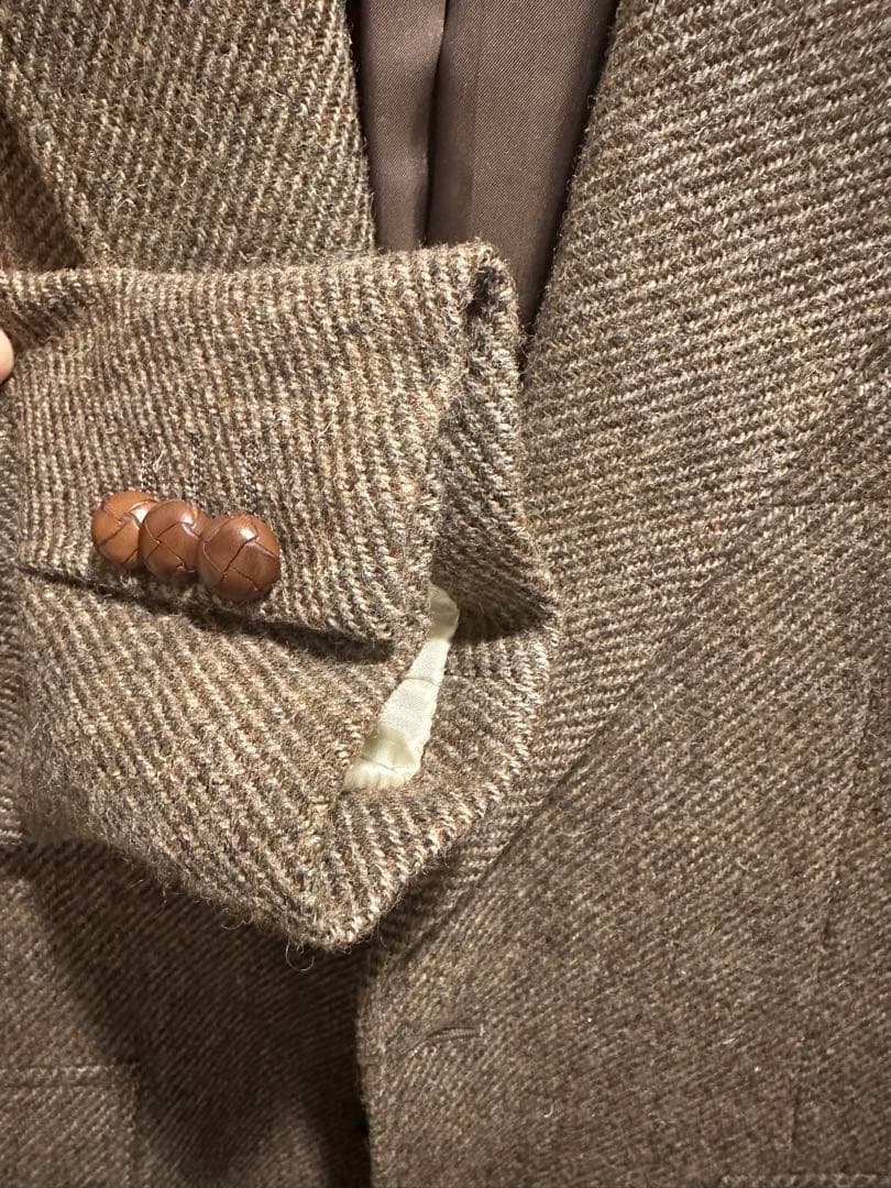 バーバリー　ブラウンツイードテーラードジャケット 3つボタン エルボーパッチ付き