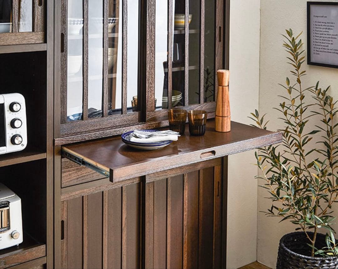 2026年2月8日購入 定価5万円 新品未使用 大川家具 木製 食器棚 ブラウン