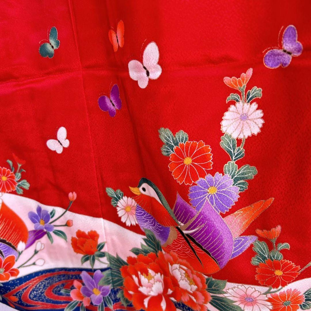 七五三　7歳　女の子　着物フルセット　小物セット　赤×紺　5242