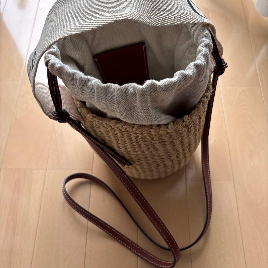 ⭐︎Chloé WOODY 巾着型かごバッグ スモールバスケット