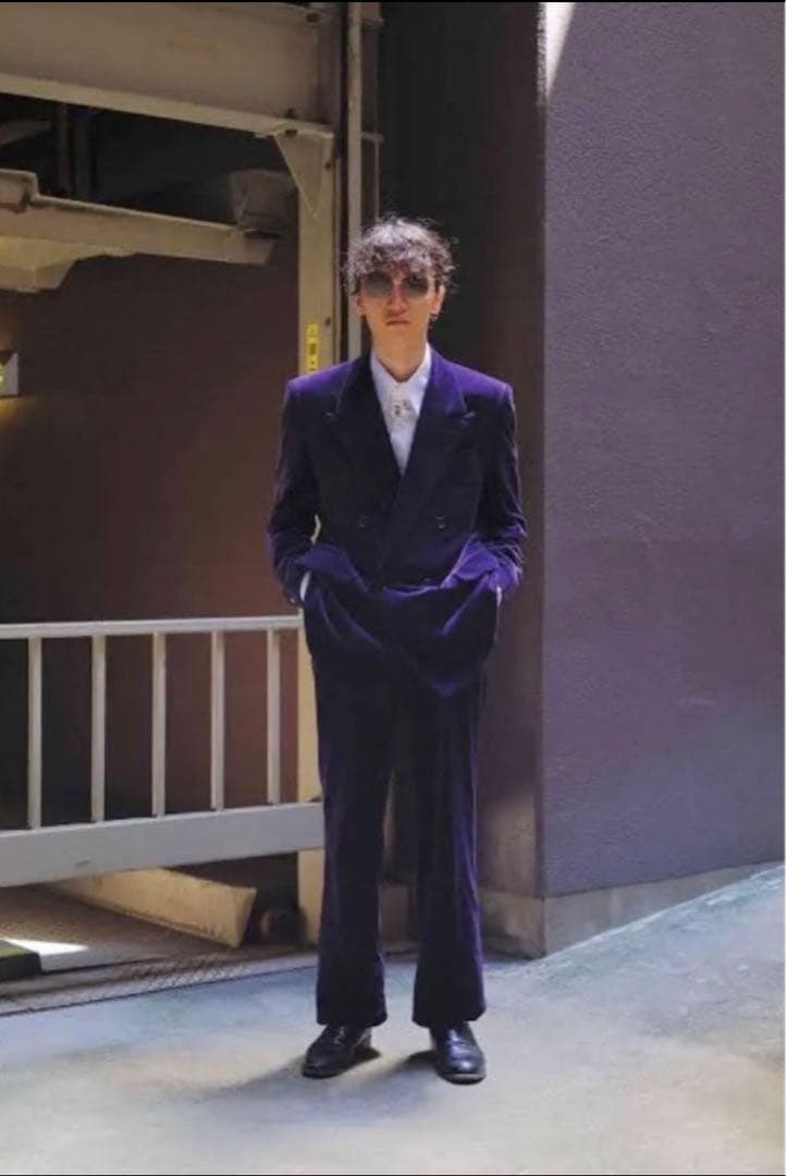 パープル ベルベット ダブルブレストジャケット