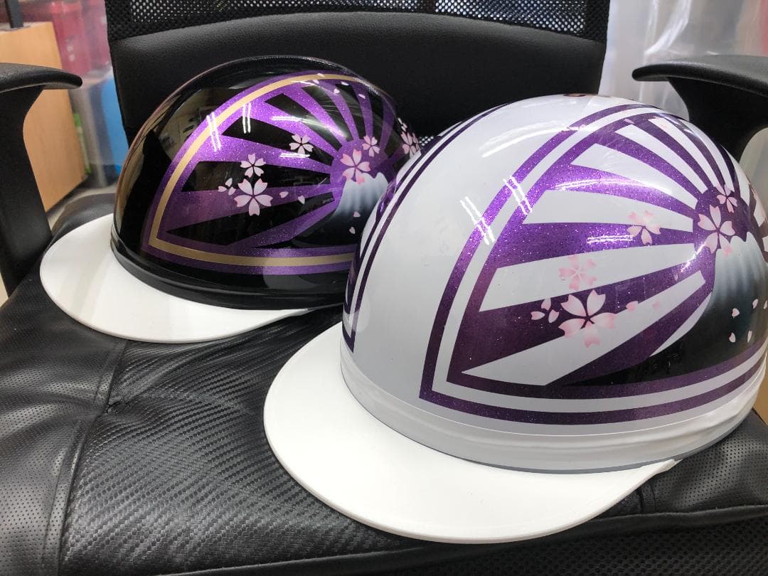 コルク半　カスタム　富士日章　三つボタン　黒紫白紫　ラメ　桜　セット　高級クリヤ