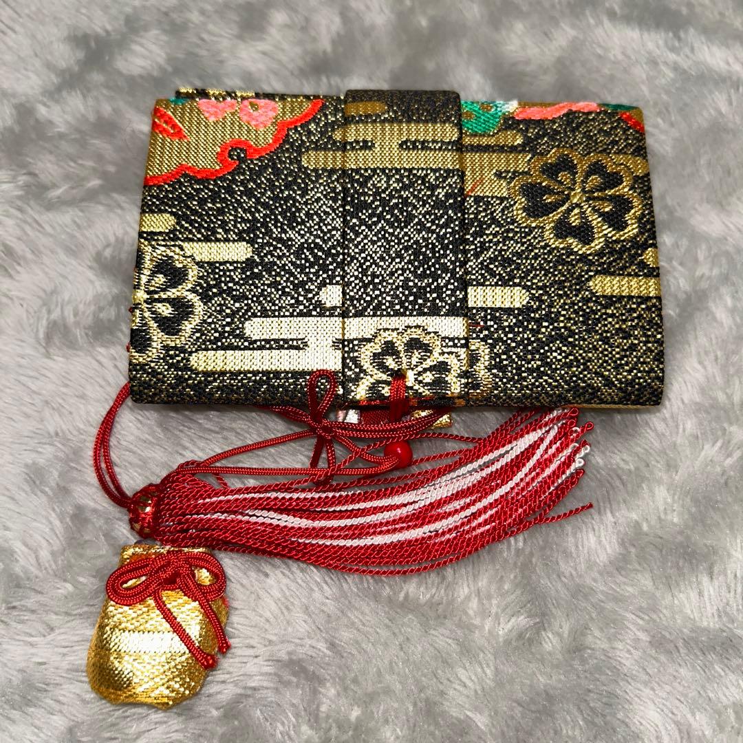 【極美品】七五三 箱せこ 豪華八点セット 飾り帯 草履 バッグ 和装小物 金✖︎黒