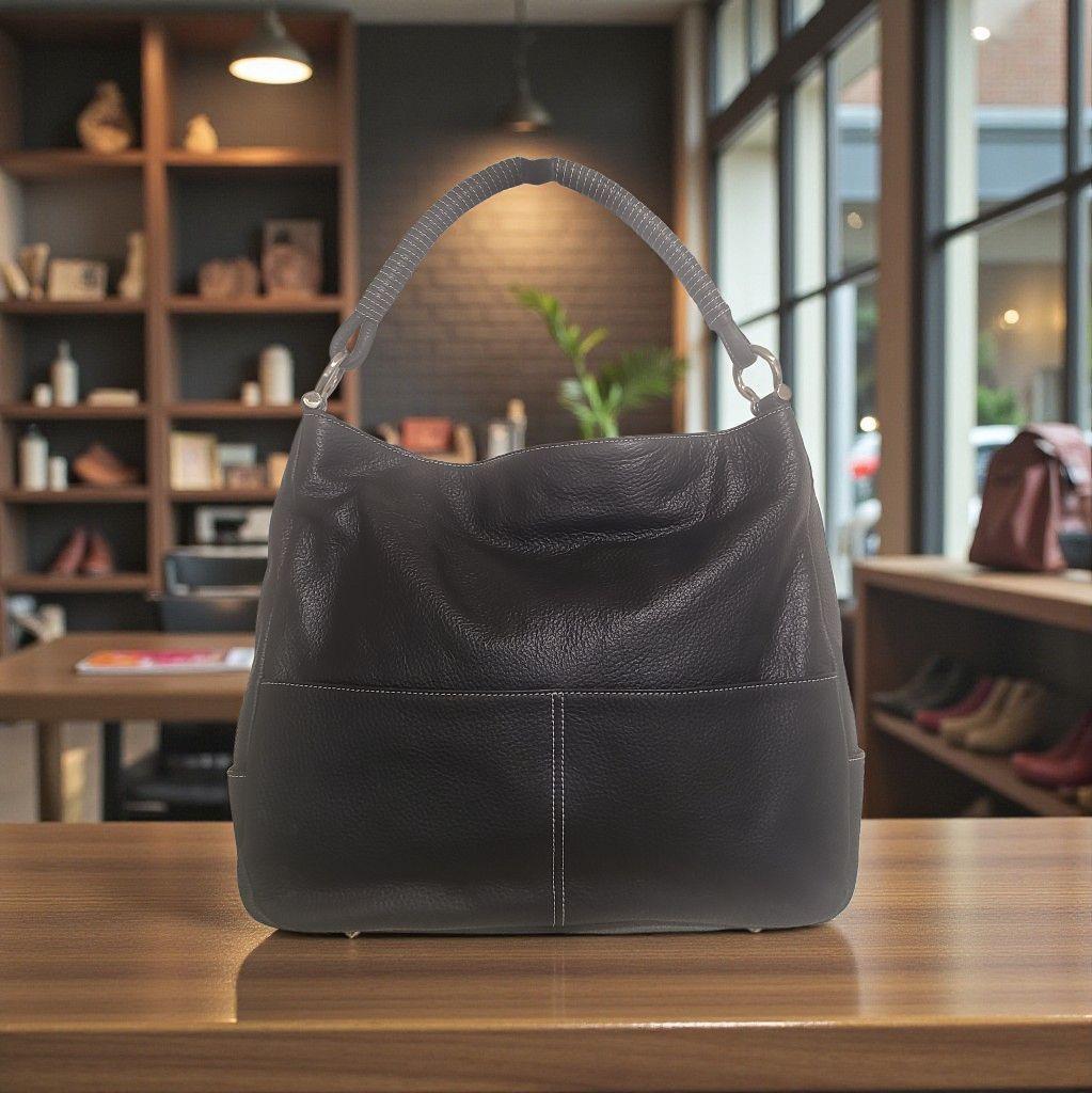 【皇室御用達】濱野皮革工藝 HAMANO 本革ブラックバッグ 2WAY