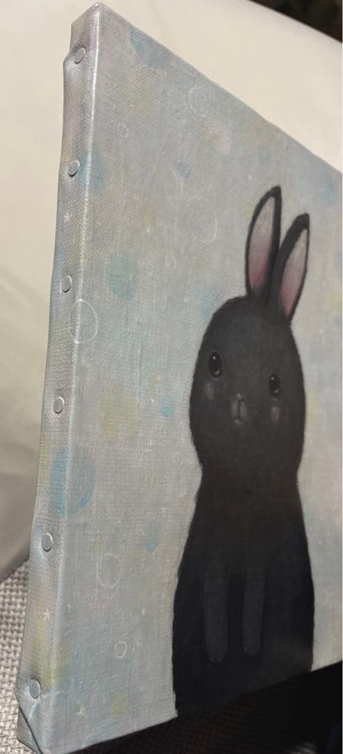 オーダーの品　自作絵画　猫とうさぎの肖像画