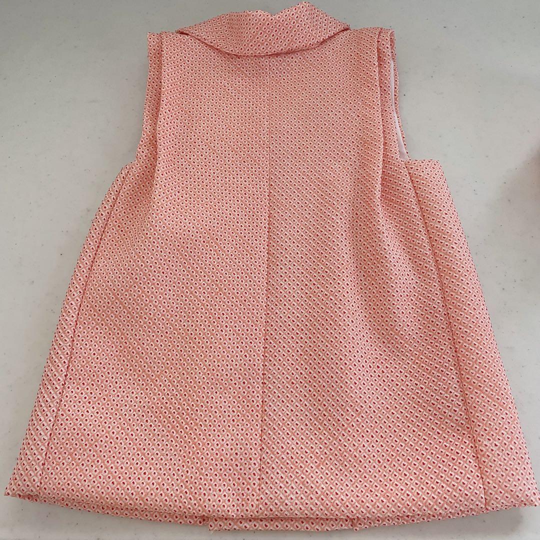 七五三　3歳　アンティークお着物セット　総絞りの被布コーデ　ハンドメイド　巾着