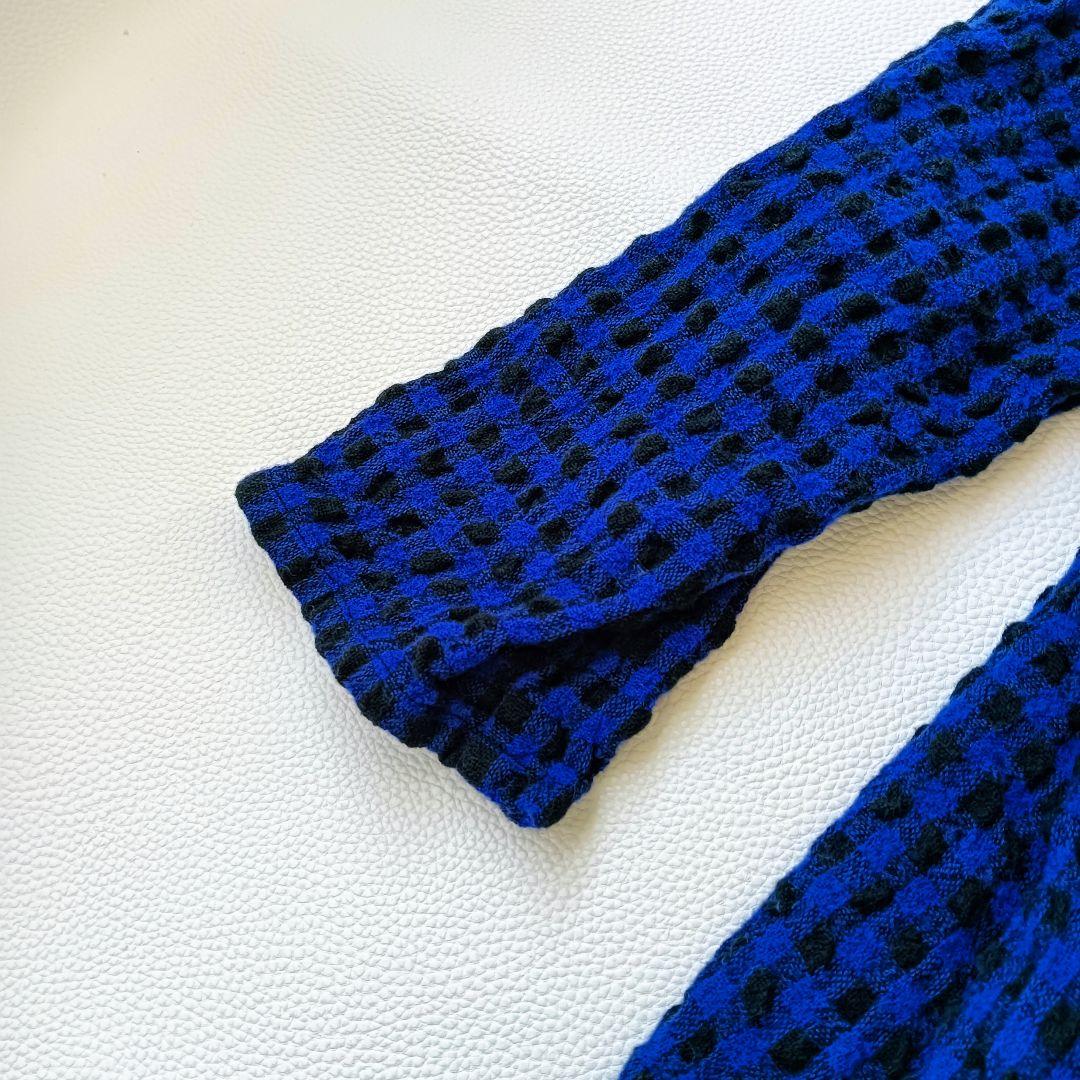 美品✨《イチアンティークス》ギンガムチェックワンピースゆったりウール混ドレス