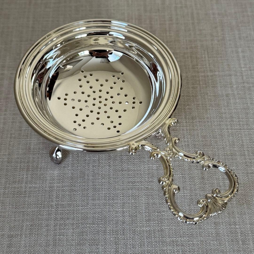 イタリア製 猫脚 シルバープレート ティーストレーナー Greggio