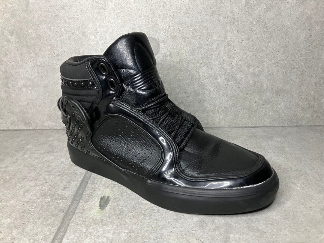 アディダス adidas ハイカット　オールブラック　エナメル　スタッズ