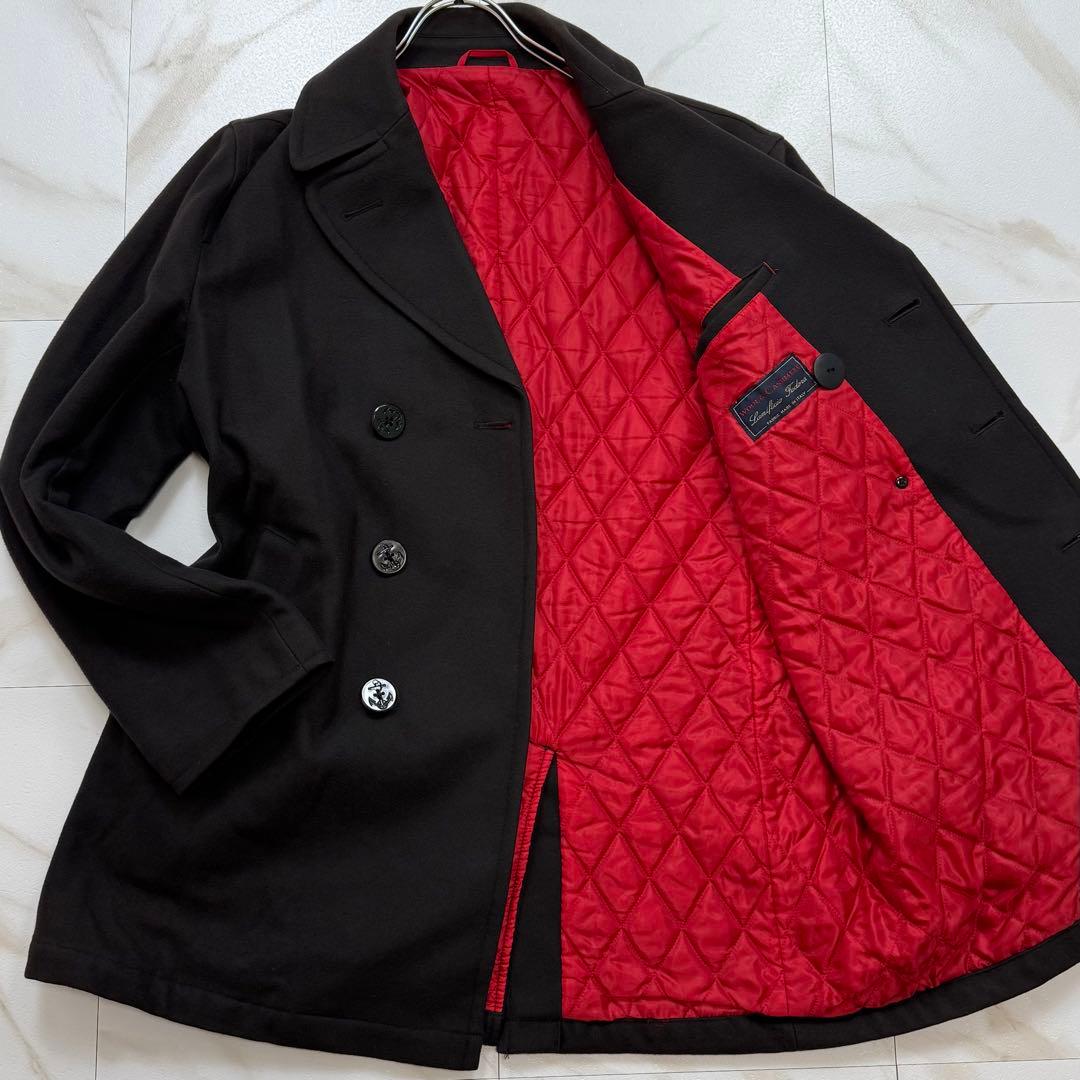 希少 カシミヤ混！ジェイプレス ダブル Pコート イタリア製生地 ネイビー XL