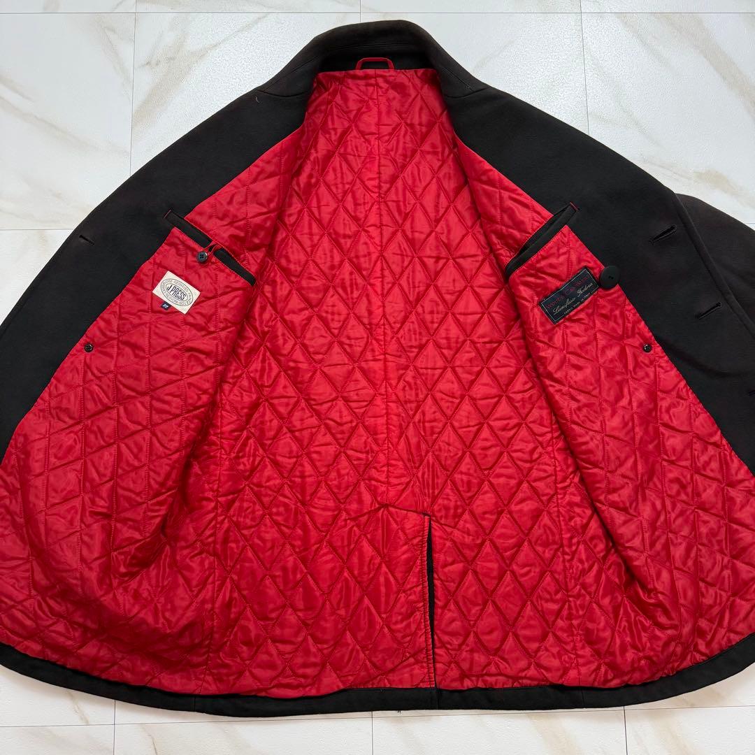 希少 カシミヤ混！ジェイプレス ダブル Pコート イタリア製生地 ネイビー XL