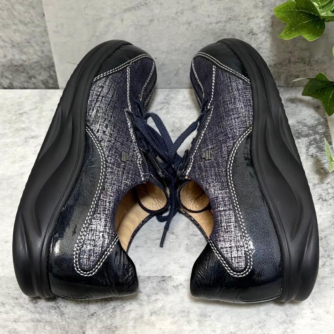 ドイツ製 フィンコンフォート コンフォートシューズ　サイドジップ 外反母趾 紺