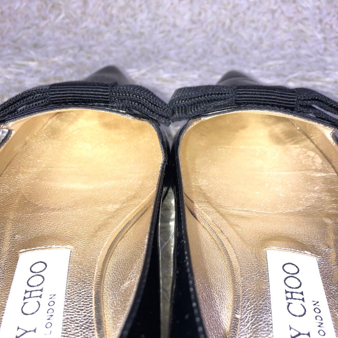 『極美品』JIMMY CHOO オペラシューズ パンプス フラット リボン 黒