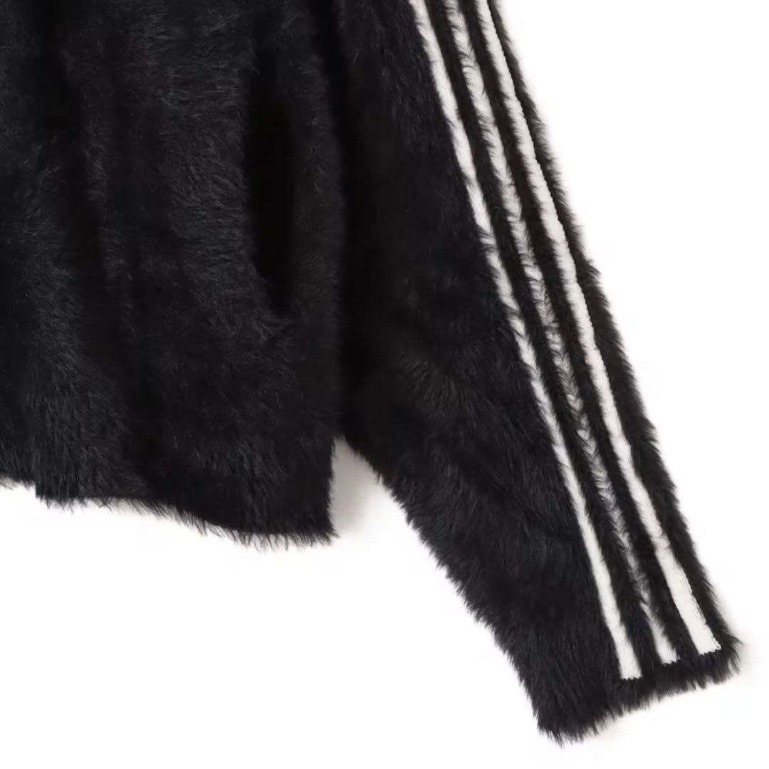 新品M⭐️adidas フェイクモヘヤ クラシック トラックトップ 黒 ぴょな