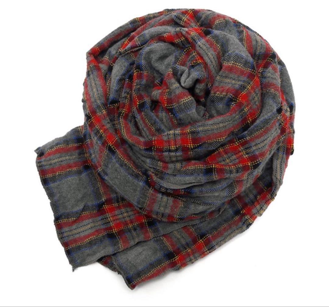 prit プリット ウールコットンタータンチェックストール グレー