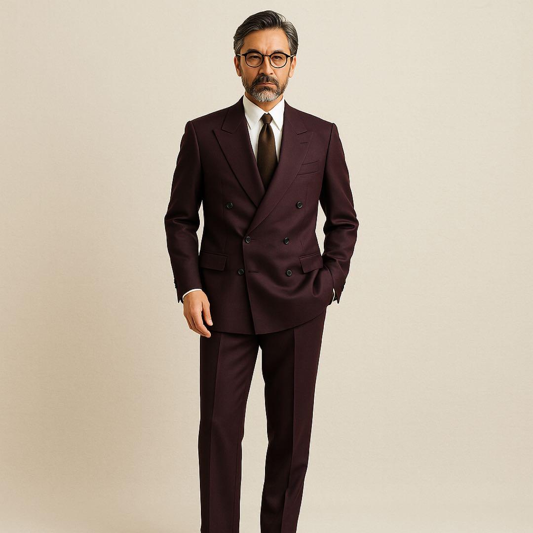 LANVIN スーツ ダークボルドー M 記名あり