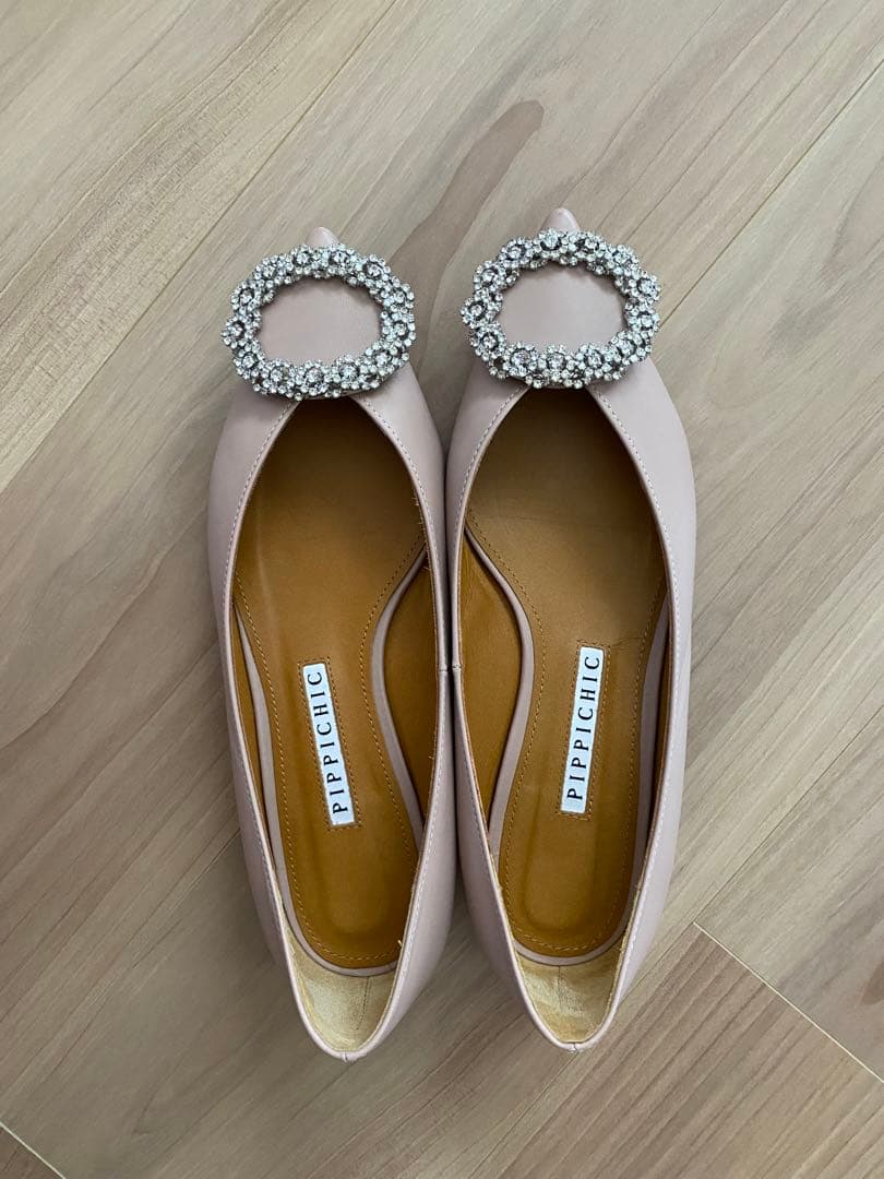 PIPPI CHIC ビジューモチーフ フラットシューズ ピンク