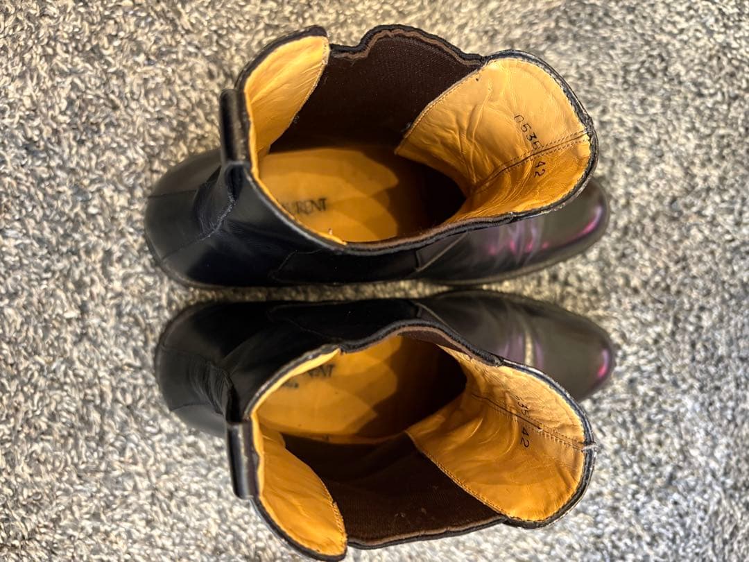 サンローラン　黒 レザー サイドゴアブーツ　42