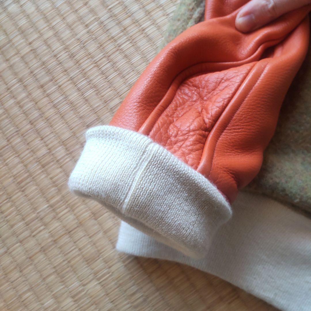 ウールレザー スタジャン ブラウンオレンジ