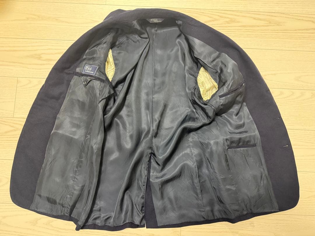 【希少】USA製 ラルフローレン フランネル 紺ブレ 段返り3つボタン 80s