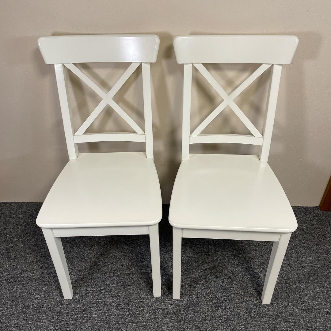 IKEA INGOLF ホワイト ダイニングチェア 2脚セット