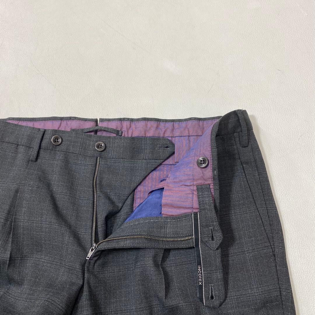 美品 INCOTEXウールテクノフランネル 1プリーツテーパードパンツ