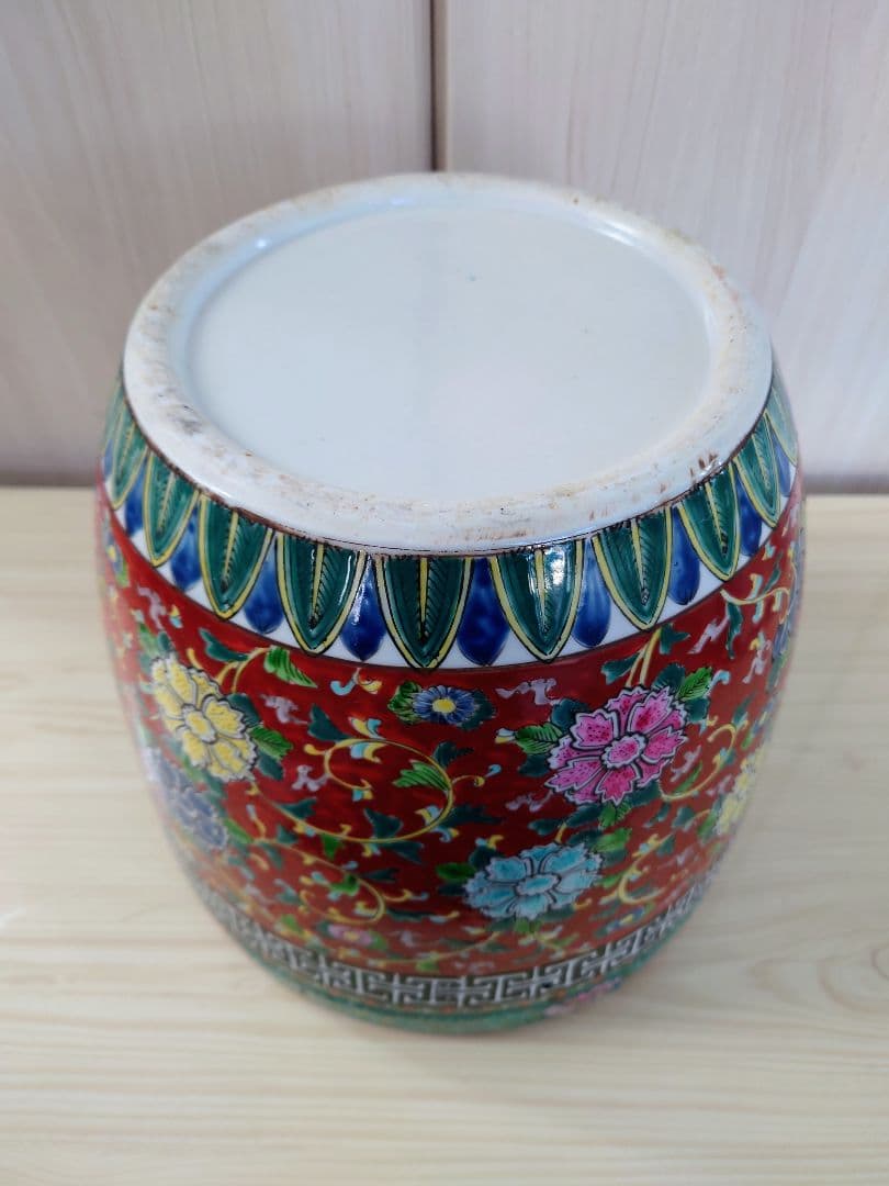 十錦手色絵　火鉢　時代物