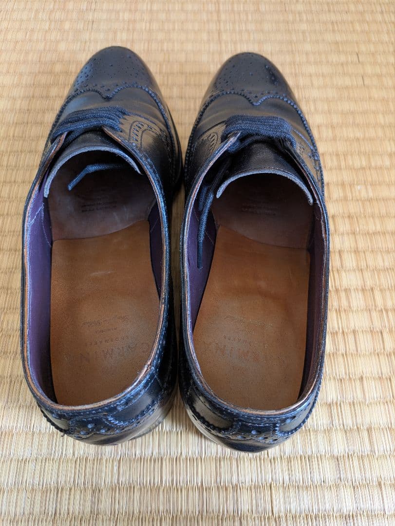 カルミナ　ウイングチップ　フルブローグ　外羽根　黒　サイズ7（25.5）