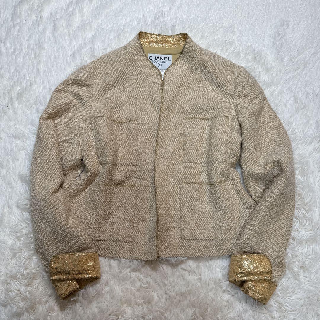 S*e様 CHANEL 96A ツイード ノーカラー ジャケット 44 2XL