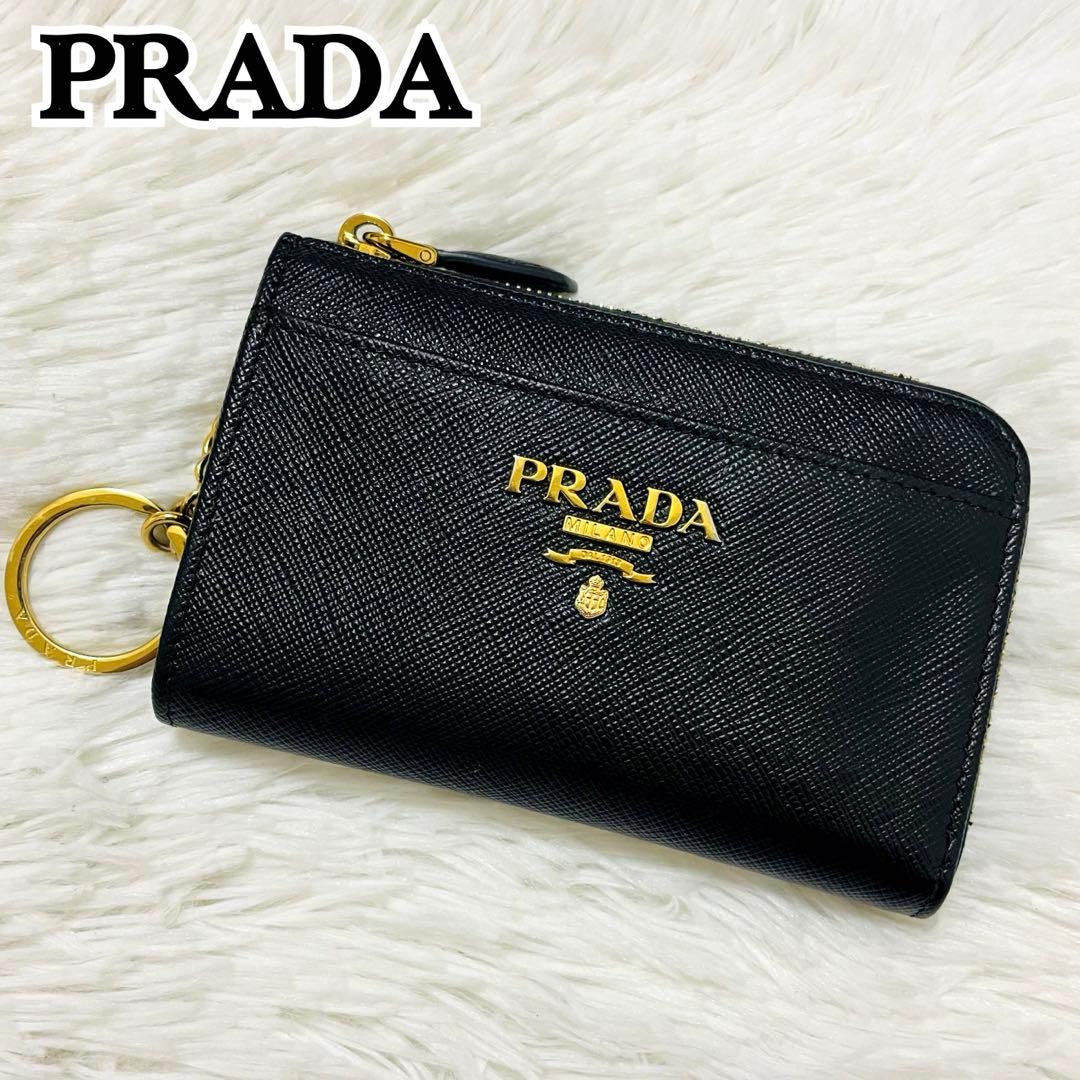 極美✨PRADA キーリング付 キーケース ケース レザー ブラック