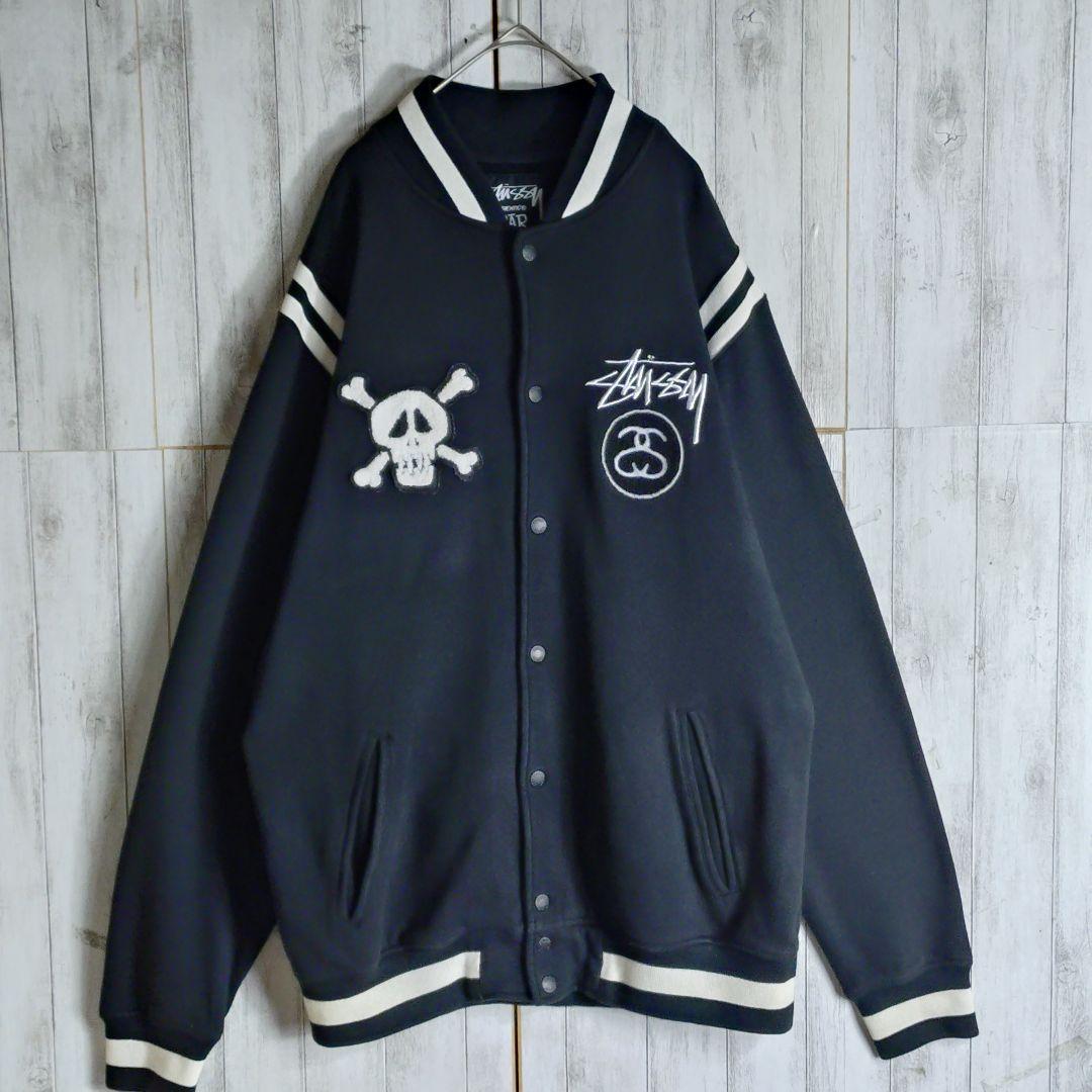 【超絶希少デザイン】OLDSTUSSY☆パイル刺繍ロゴ　Sロゴコットンスタジャン