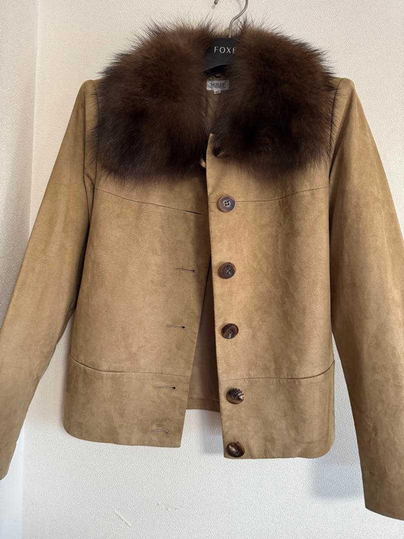 フォクシーFOXEYスエード衿毛皮付きジャケット 40