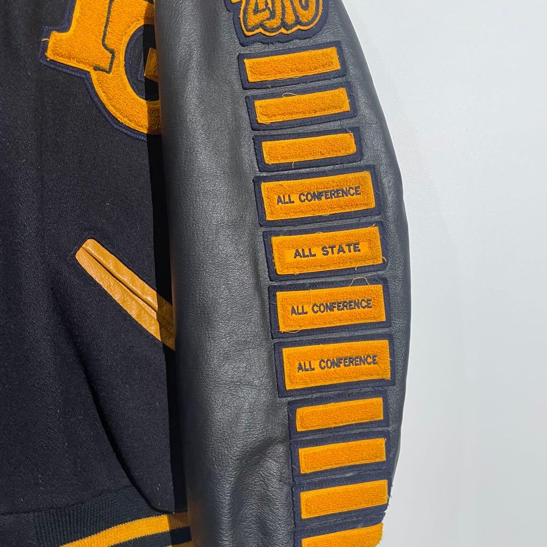 00s Delong ウールスタジャン　袖レザー　ワッペン