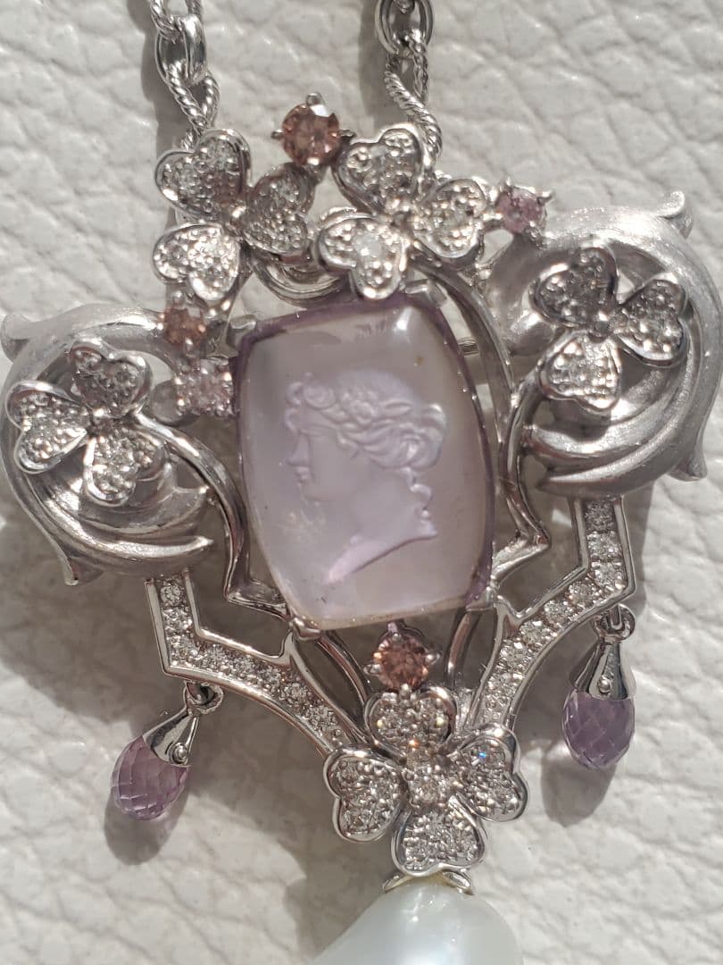 K18WG カメオ ネックレス Italy