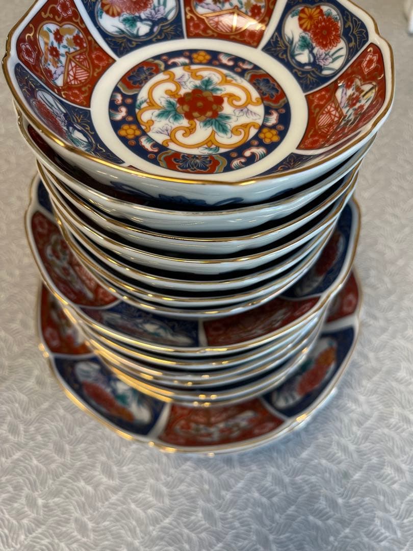 松*樹様 古伊万里　膾皿　金彩赤絵　15枚セット