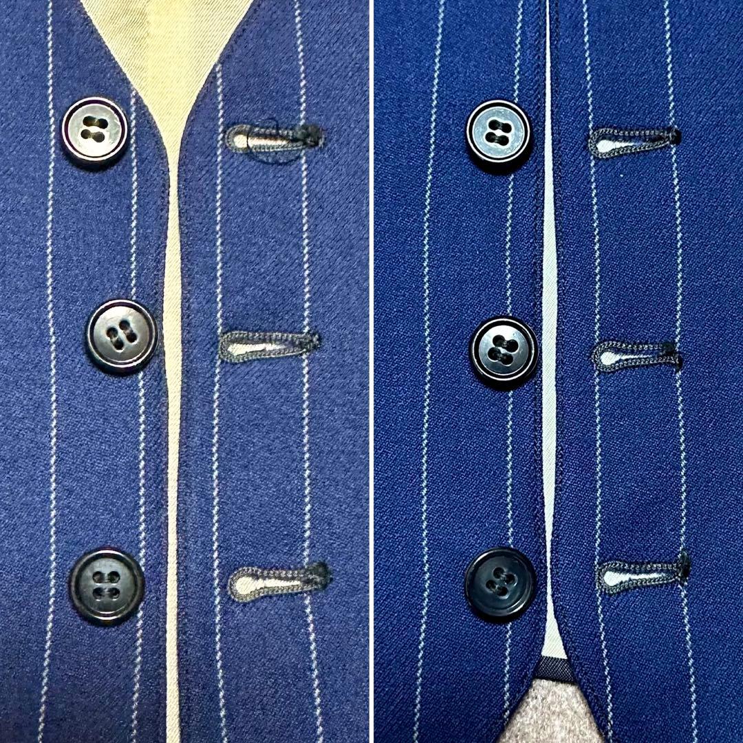 テーラード 3ピーススーツ シングル ネイビー ストライプ 40s 50s