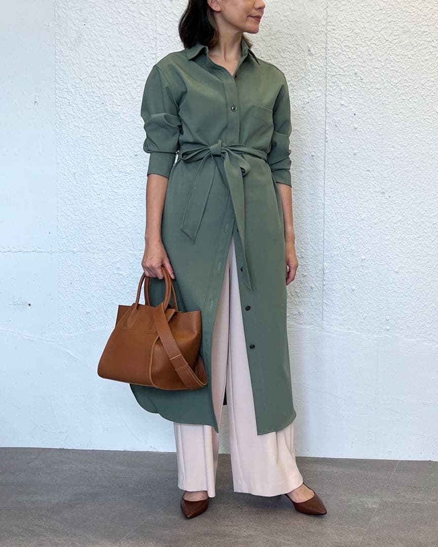 SOEJU ソフトオックスシャツワンピース　XS ベージュ