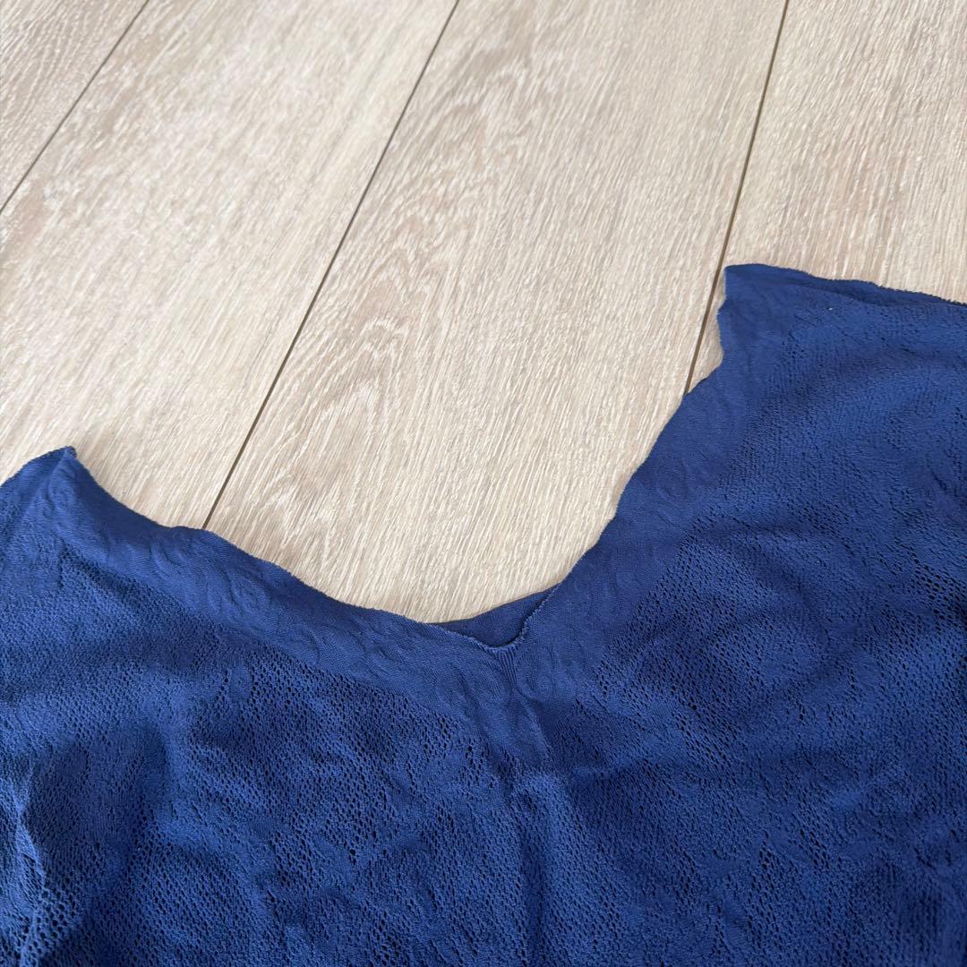 チャコット　ノーソーイングニット　ネイビー ウォームアップウェア　前後2way