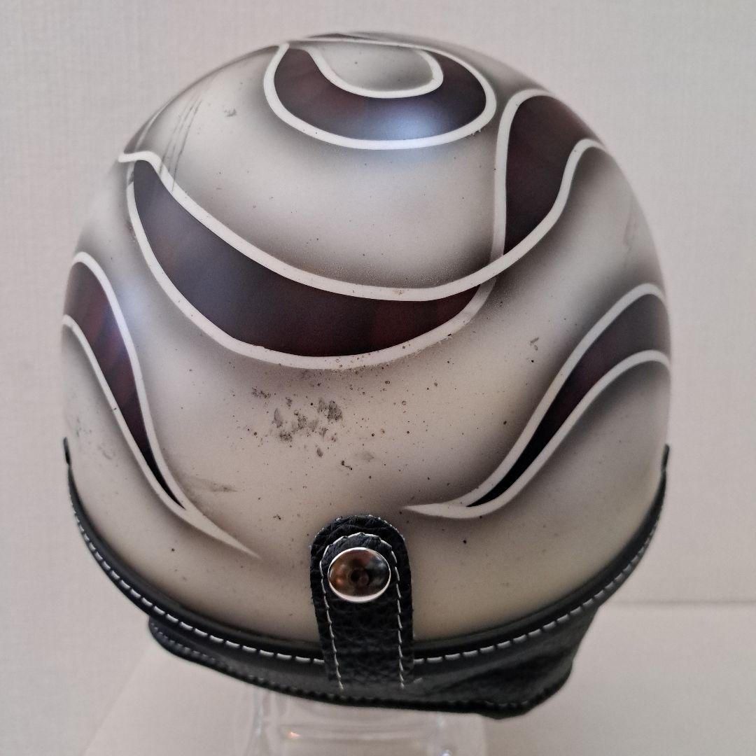 ショーティヘルメット　ポリヘル レッドブラウンリボン塗装エイジング