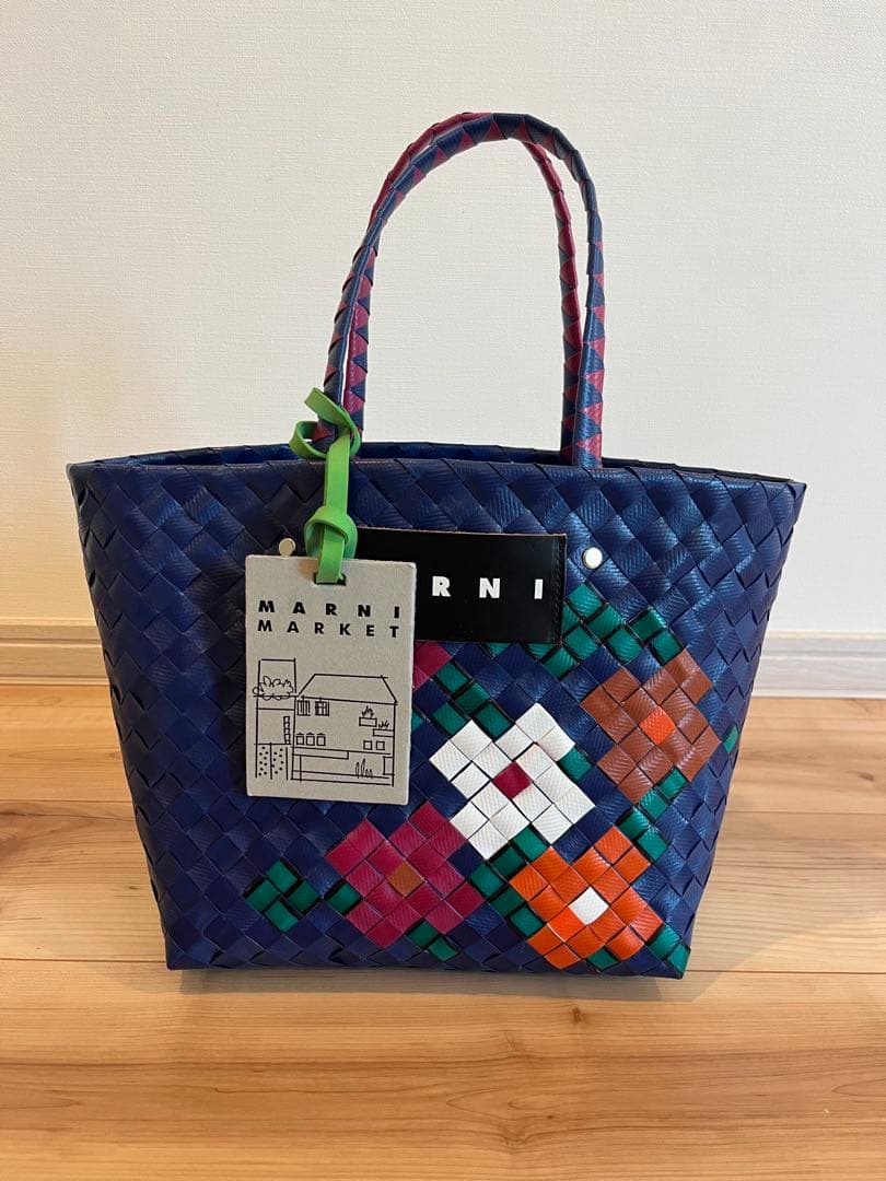 MARNI MARKET かごバッグ ネイビー