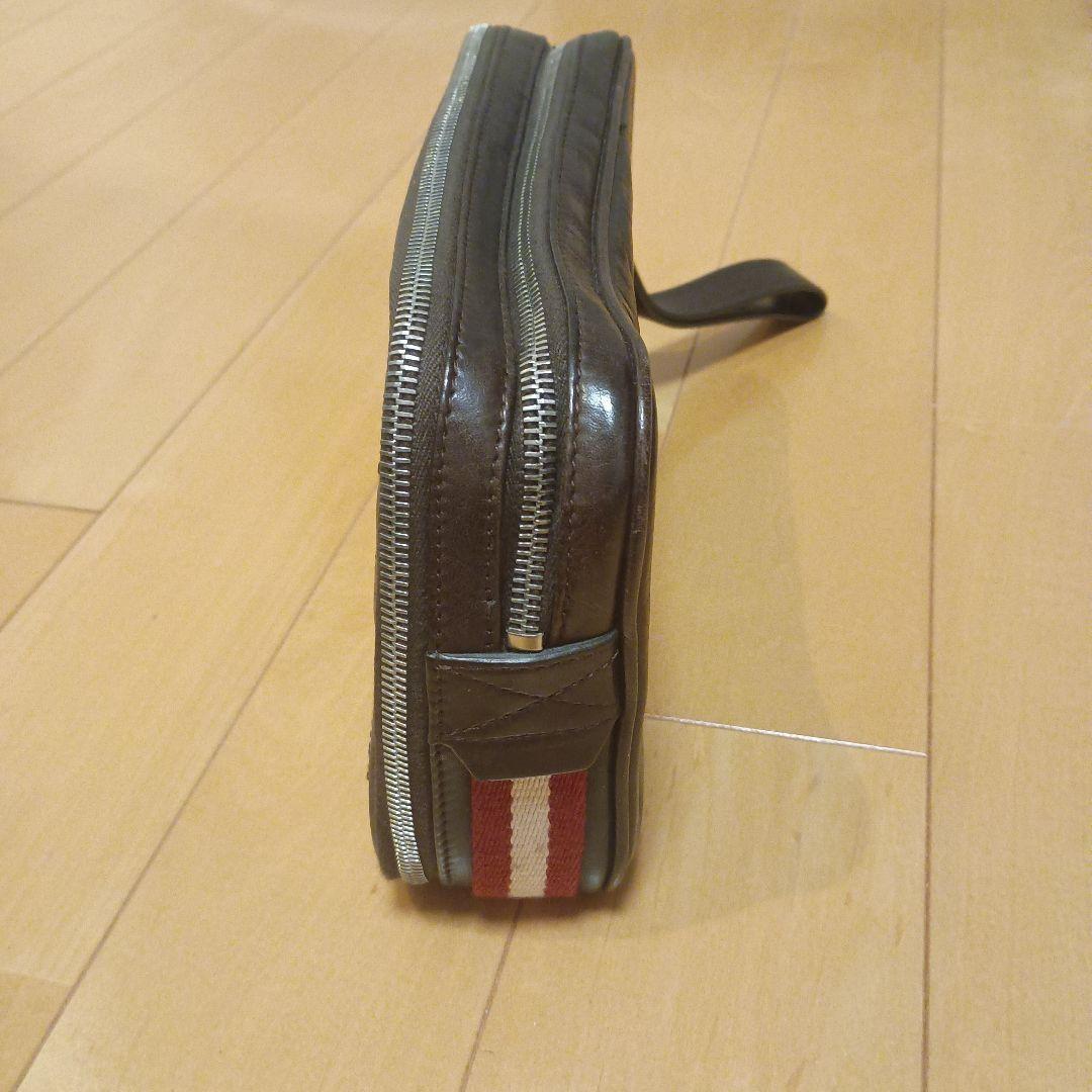 美品 BALLY バリー　セカンドバッグ　クラッチバッグ ブラウン 革 ライン