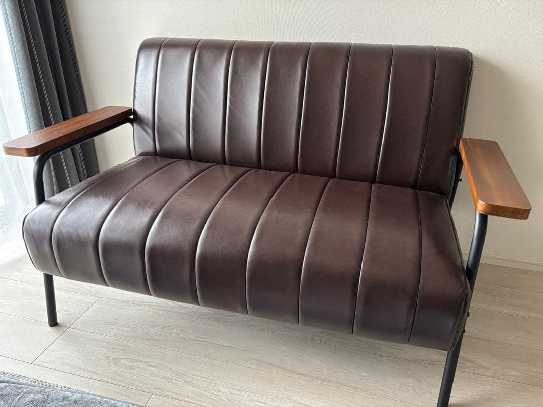 【送料込み】ニトリ 合成皮革ソファ 2人掛けNシールドブラウンレザー
