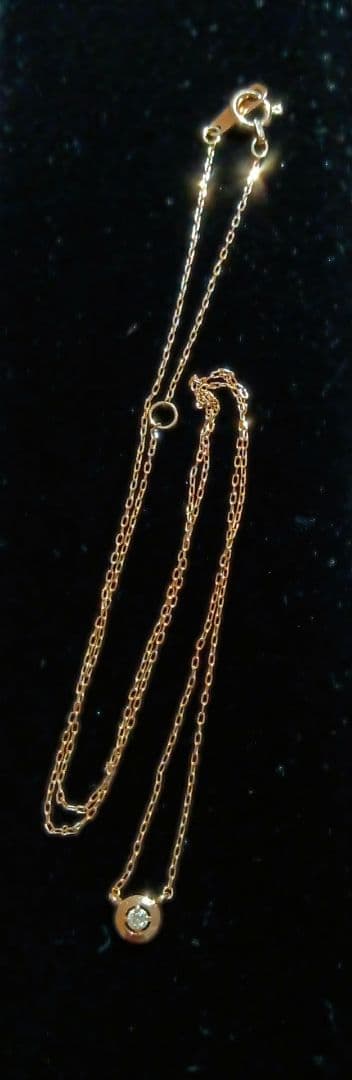 C*a様 K10 0.03カラット 無色透明ダイヤモンド ネックレス ピンクゴー