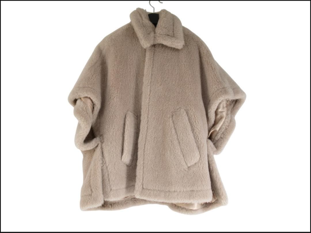 ■064■使用頻度少/超美品■MaxMara■テディベアケープ■ポンチョ■