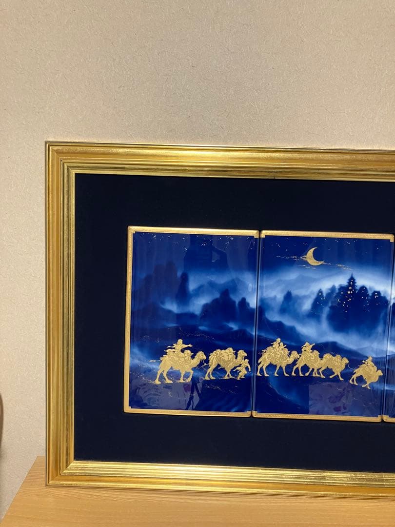 大倉陶園陶額シルクロード金彩 Hasegawaサイン 231SX/A212 逸品